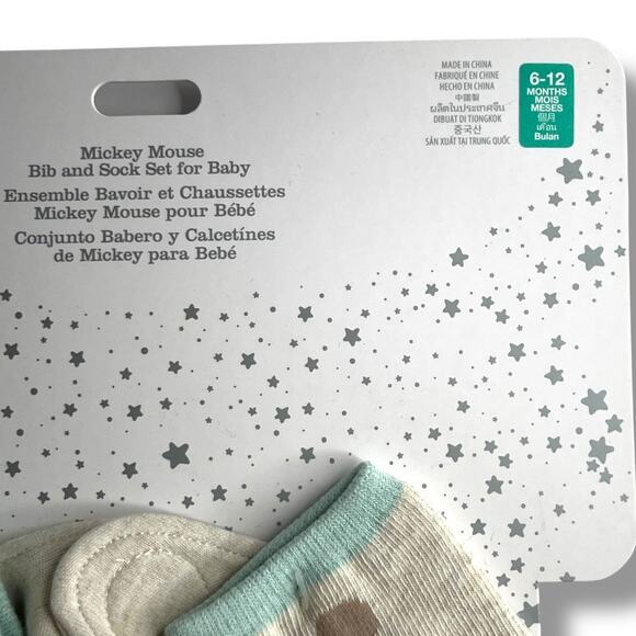 NWOT Disney Baby Mikey Mouse Bib and Sock Set 6-12 months - Picture 3 of 6